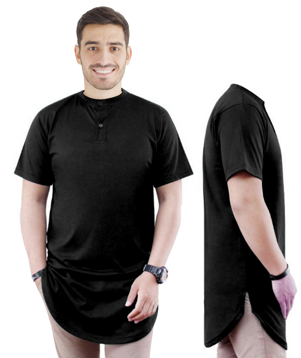 Kurta Pria Baju Koko Round Neck Pria Polos Tangan Pendek Belah Pinggir