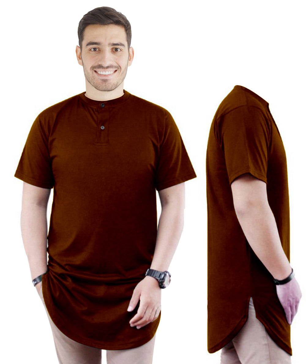 Kurta Pria Baju Koko Round Neck Pria Polos Tangan Pendek Belah Pinggir