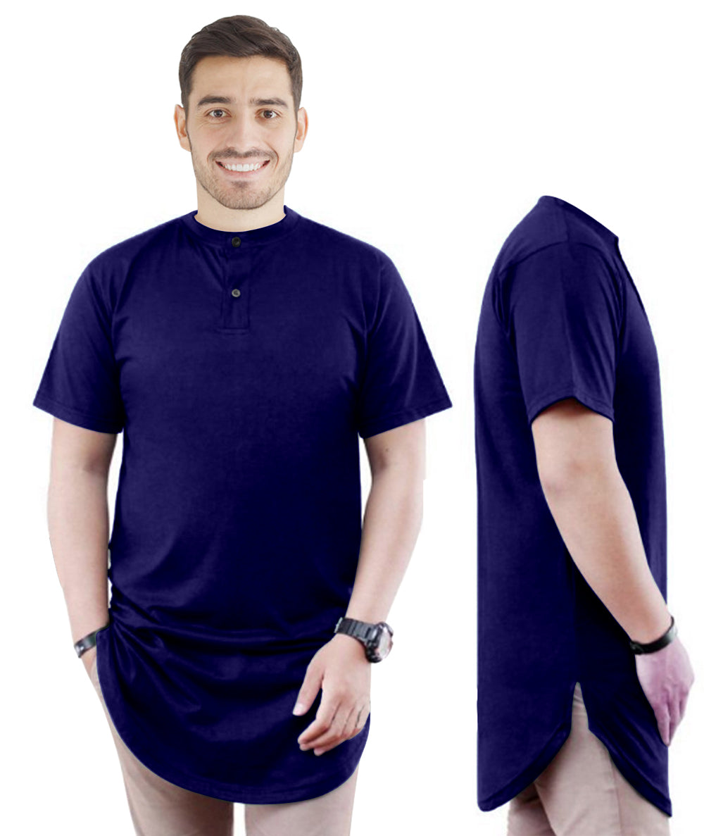 Kurta Pria Baju Koko Round Neck Pria Polos Tangan Pendek Belah Pinggir