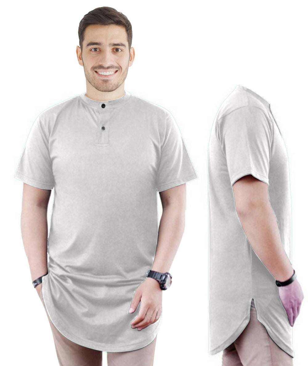 Kurta Pria Baju Koko Round Neck Pria Polos Tangan Pendek Belah Pinggir
