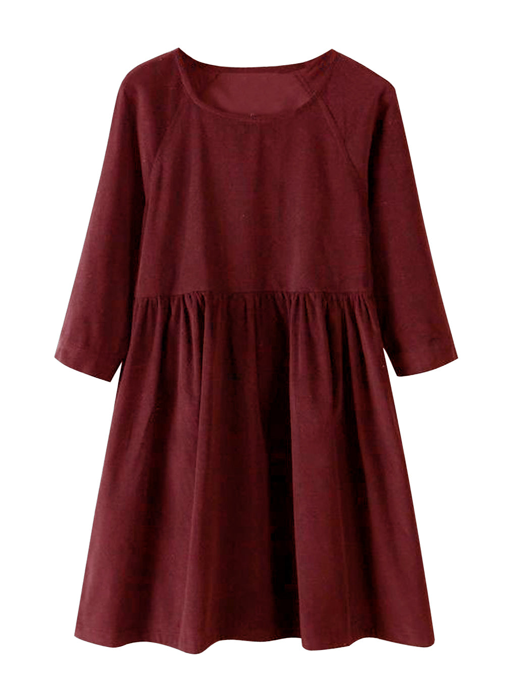Dress Tunic Pinggang Kerut Wanita Tangan 3/4