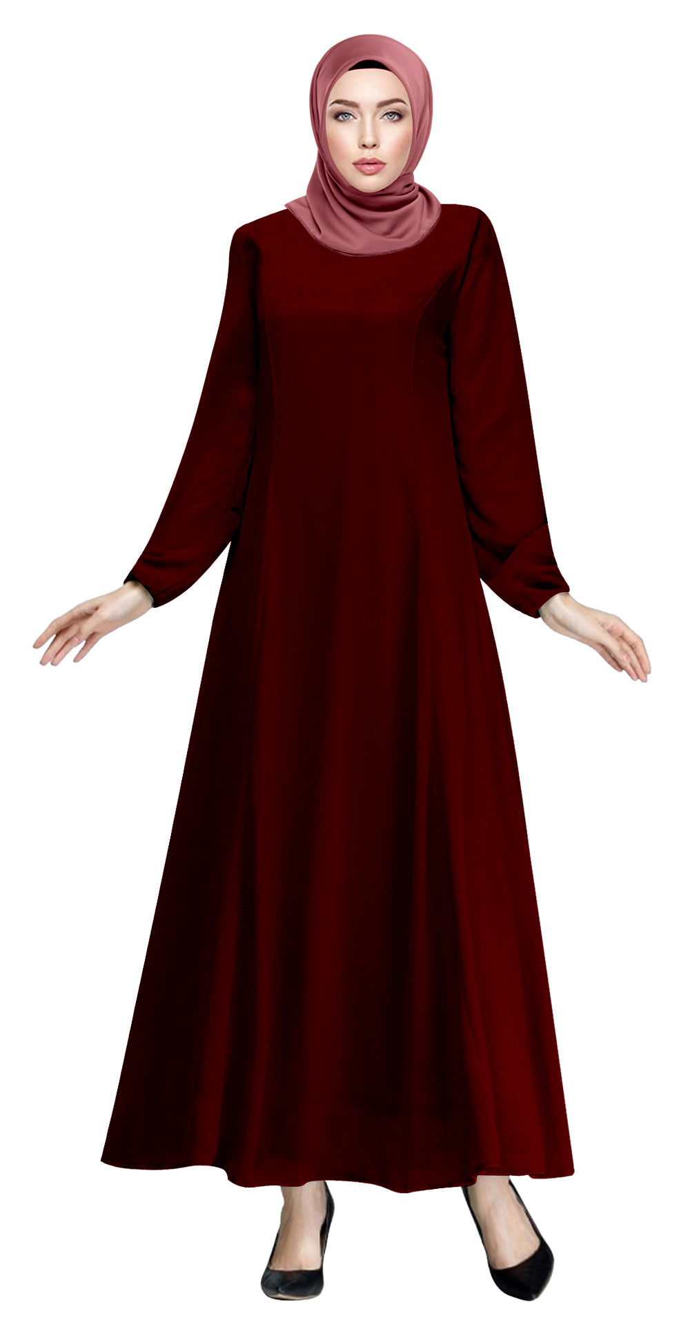Gamis Abaya Flary Polos Tangan Kerut