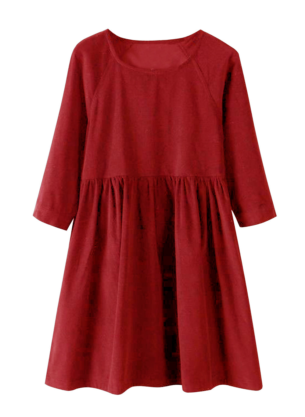 Dress Tunic Pinggang Kerut Wanita Tangan 3/4