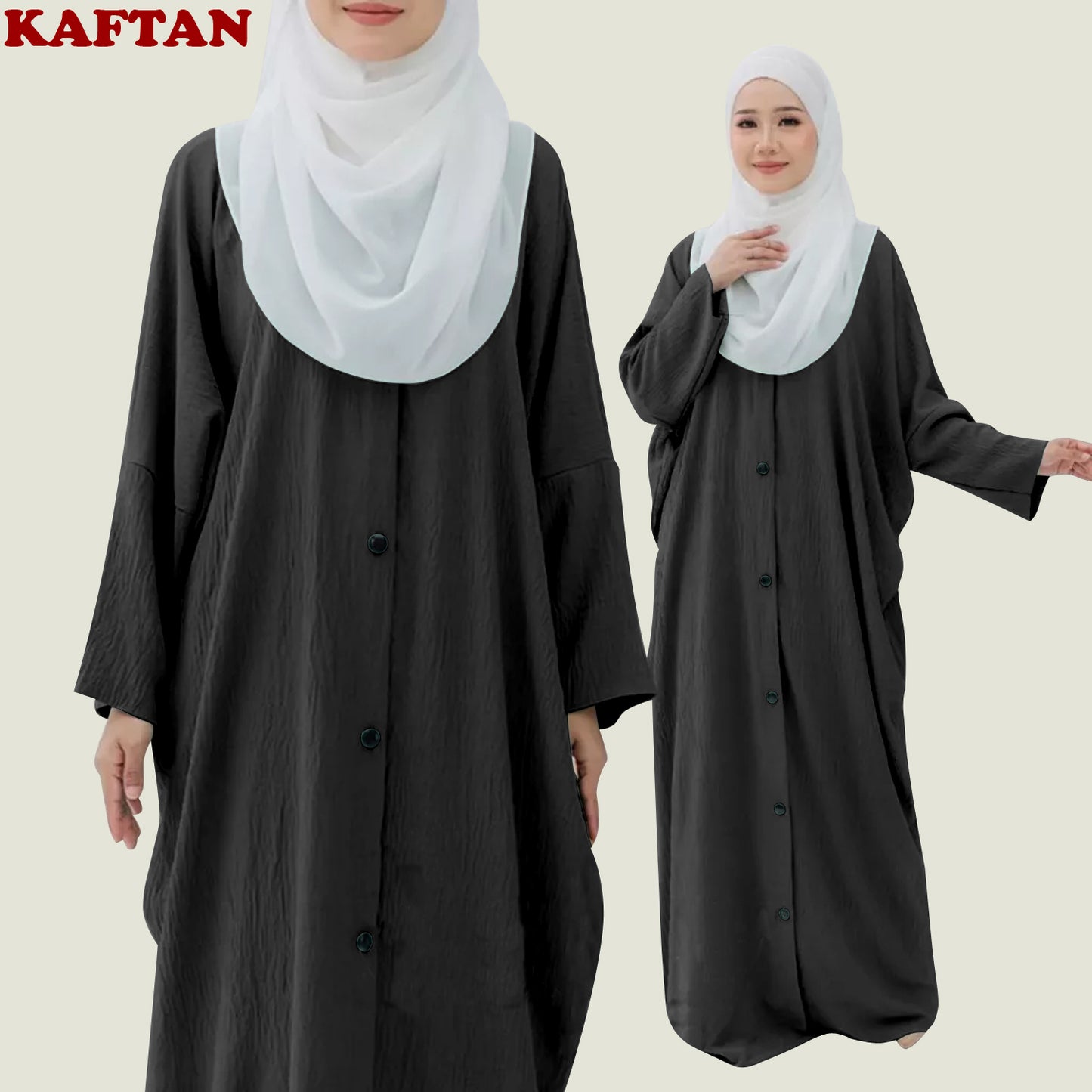 Kaftan Wanita Muslim Full Kancing