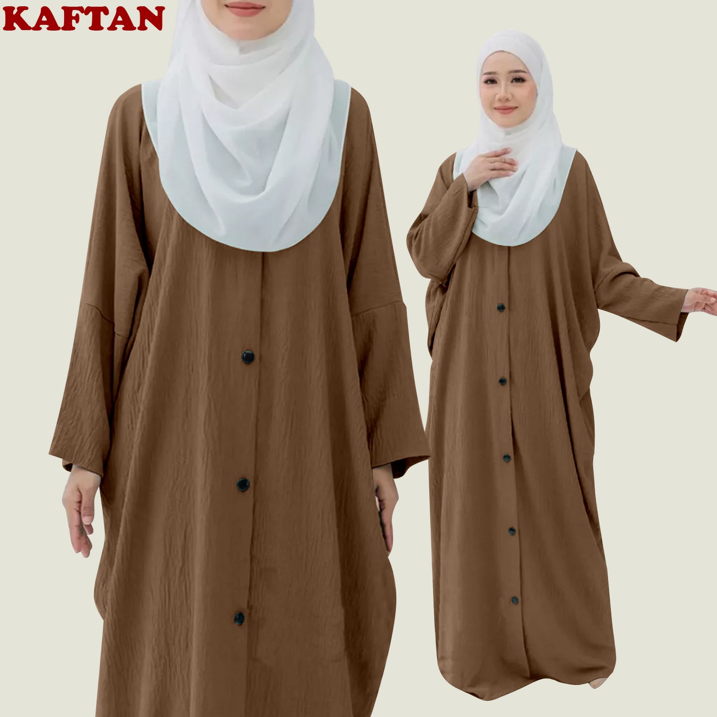 Kaftan Wanita Muslim Full Kancing