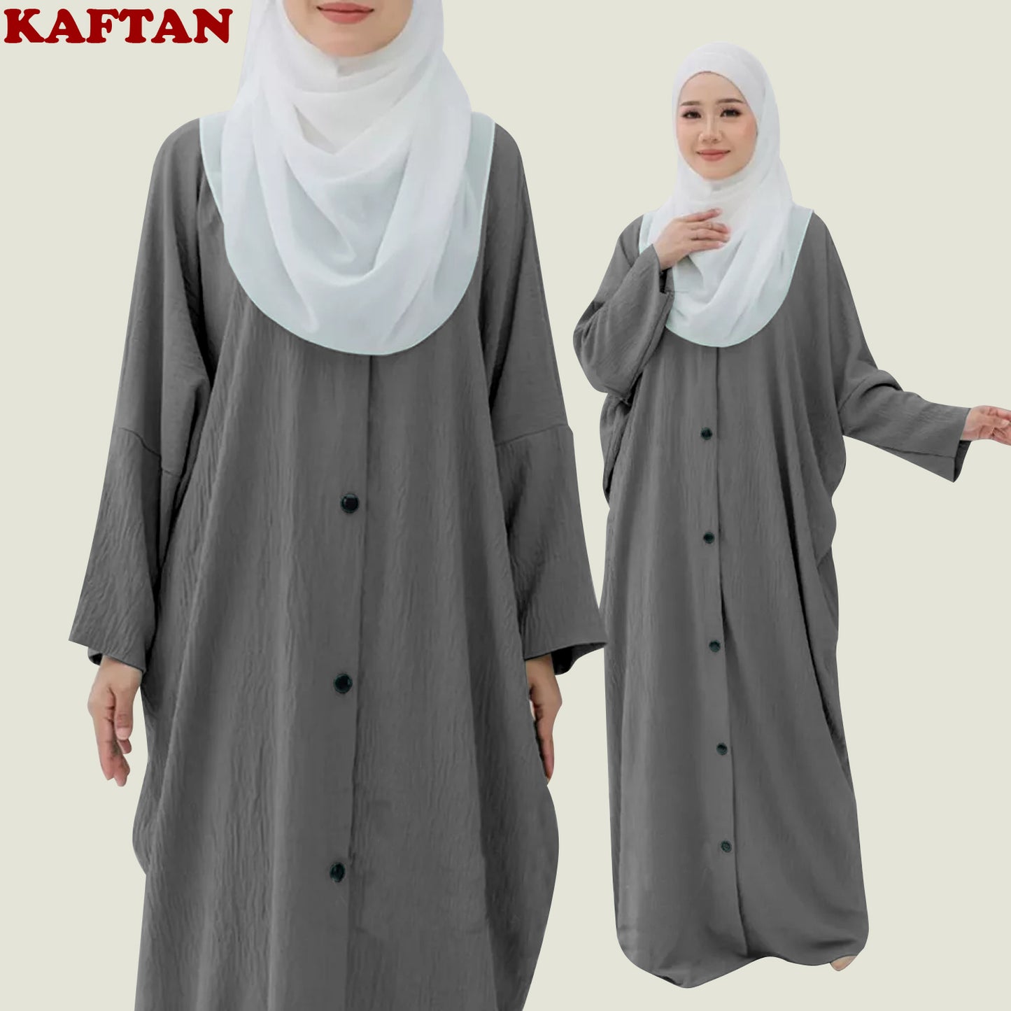 Kaftan Wanita Muslim Full Kancing