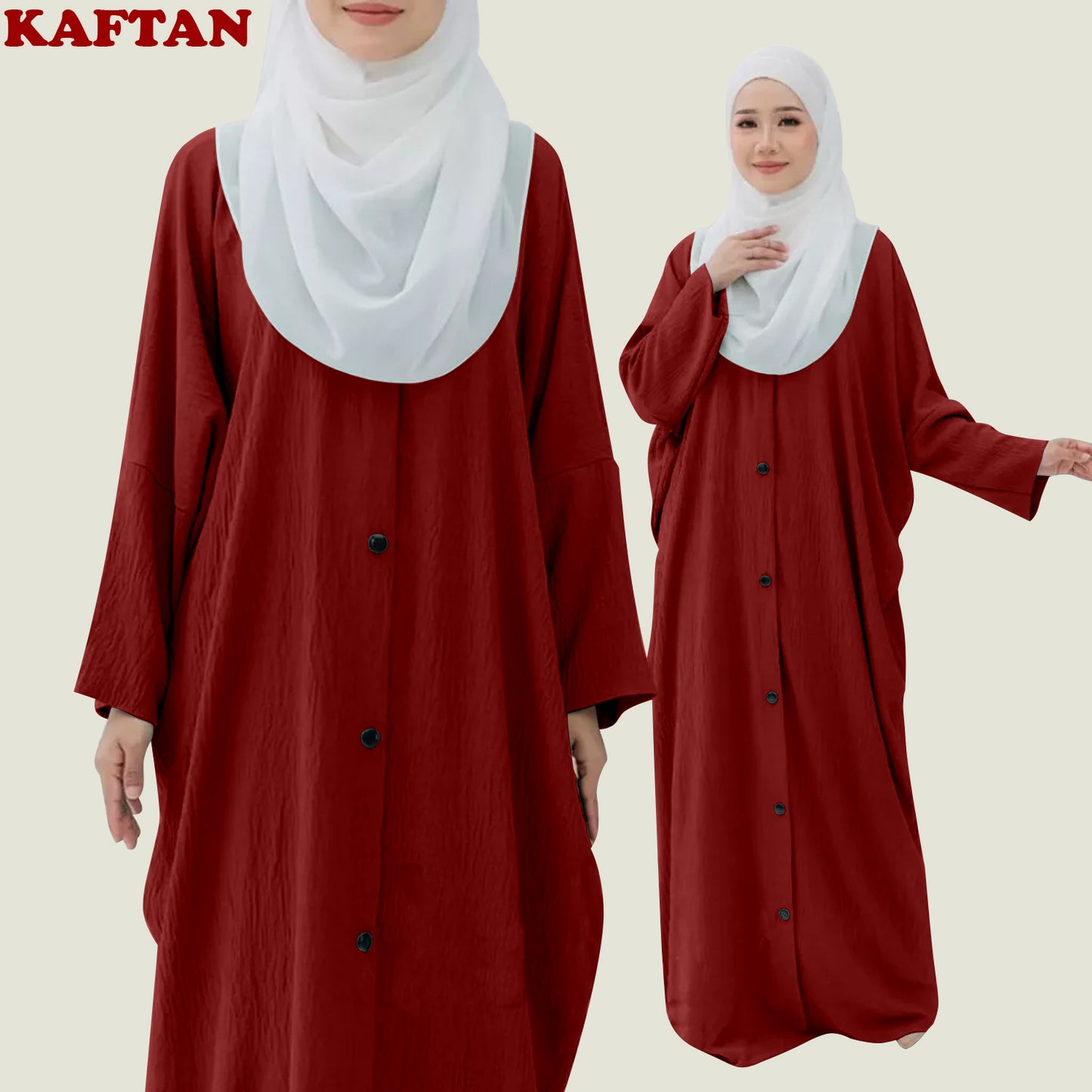 Kaftan Wanita Muslim Full Kancing