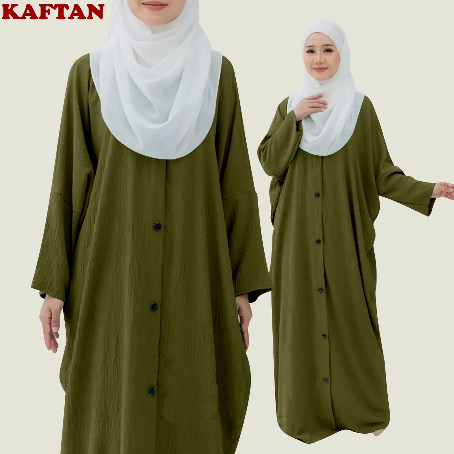 Kaftan Wanita Muslim Full Kancing