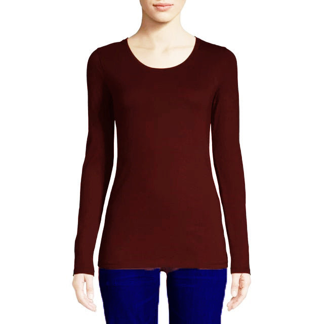 T-Shirt Wanita Tangan Panjang Bahan Adem Body Fit Cotton