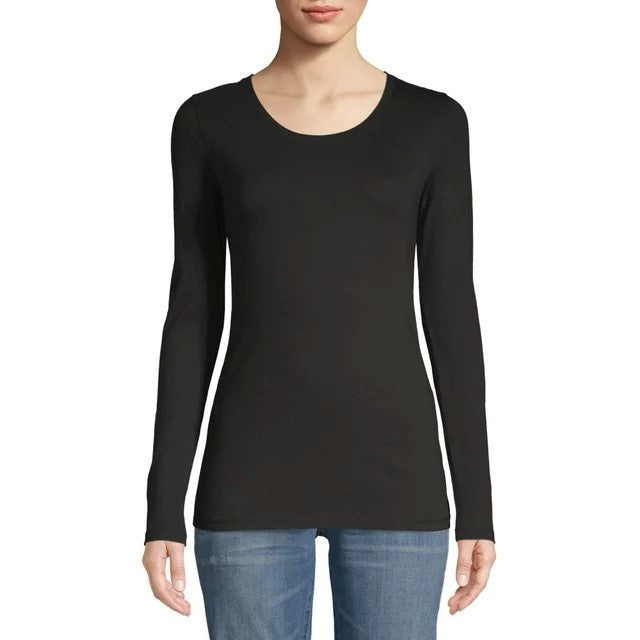 T-Shirt Wanita Tangan Panjang Bahan Adem Body Fit Cotton