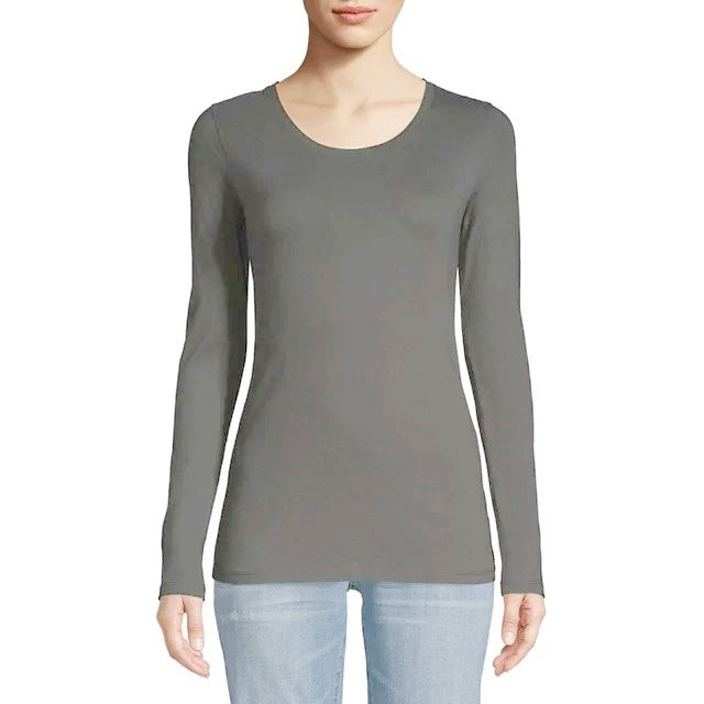 T-Shirt Wanita Tangan Panjang Bahan Adem Body Fit Cotton