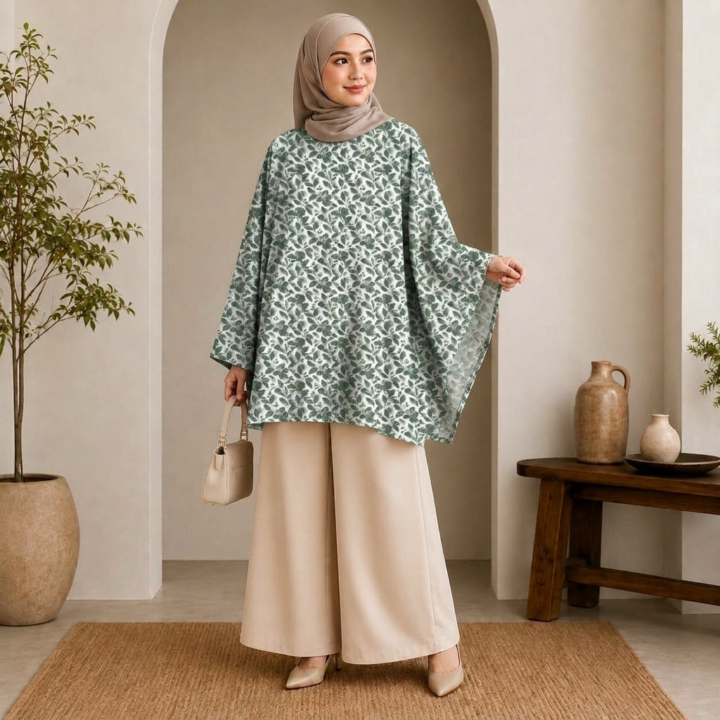PREMIUM MODERN BOTANICAL FLORAL & LEAF PRINTED MINI KAFTAN