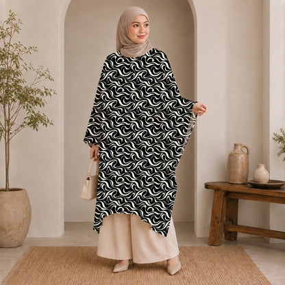 PREMIUM ABSTRACT SWIRL PRINTED LONG KAFTAN