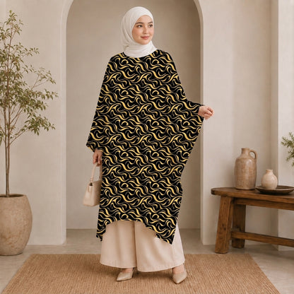 PREMIUM ABSTRACT SWIRL PRINTED LONG KAFTAN