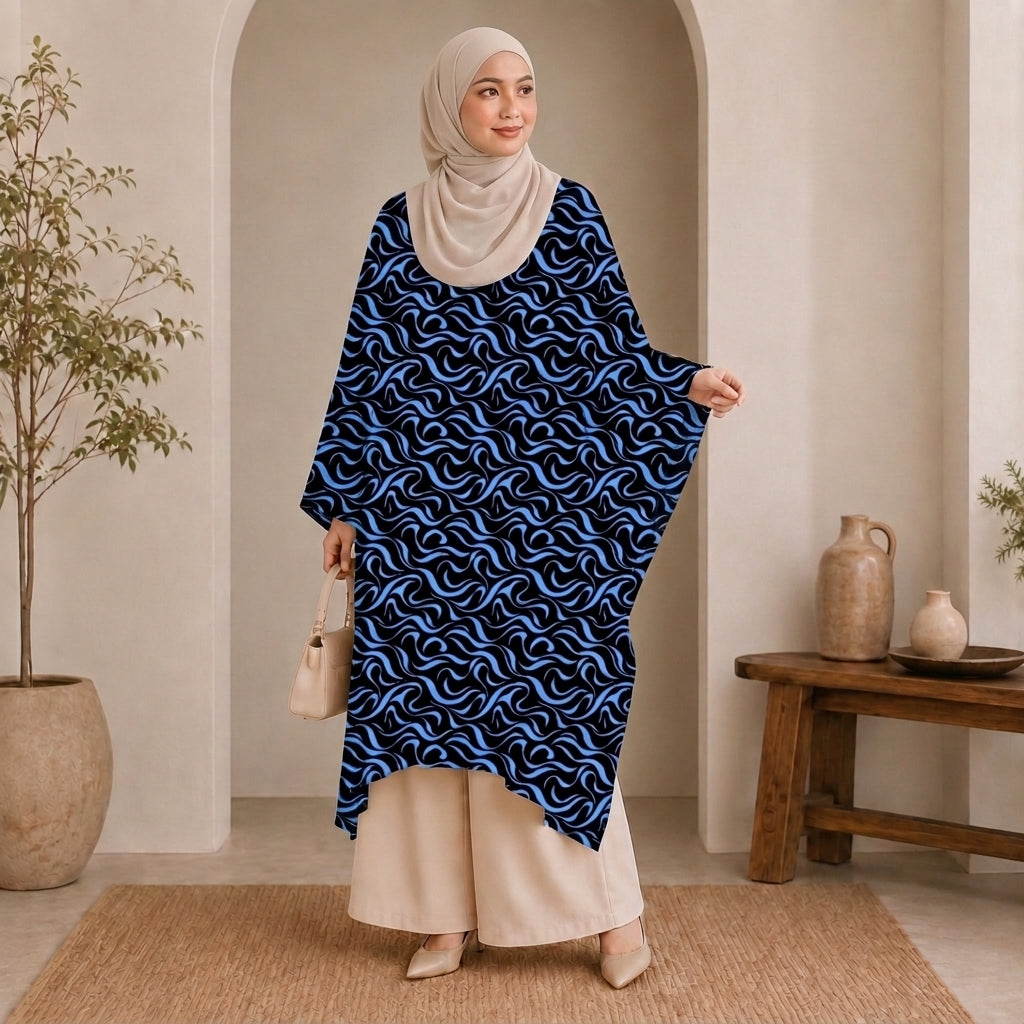 PREMIUM ABSTRACT SWIRL PRINTED LONG KAFTAN
