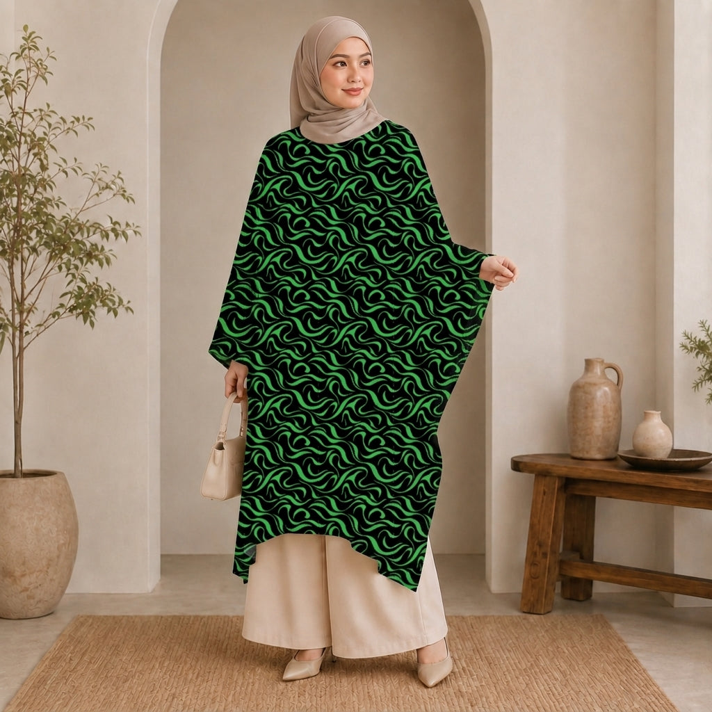 PREMIUM ABSTRACT SWIRL PRINTED LONG KAFTAN