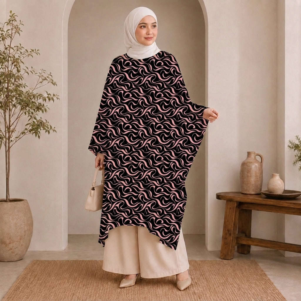 PREMIUM ABSTRACT SWIRL PRINTED LONG KAFTAN