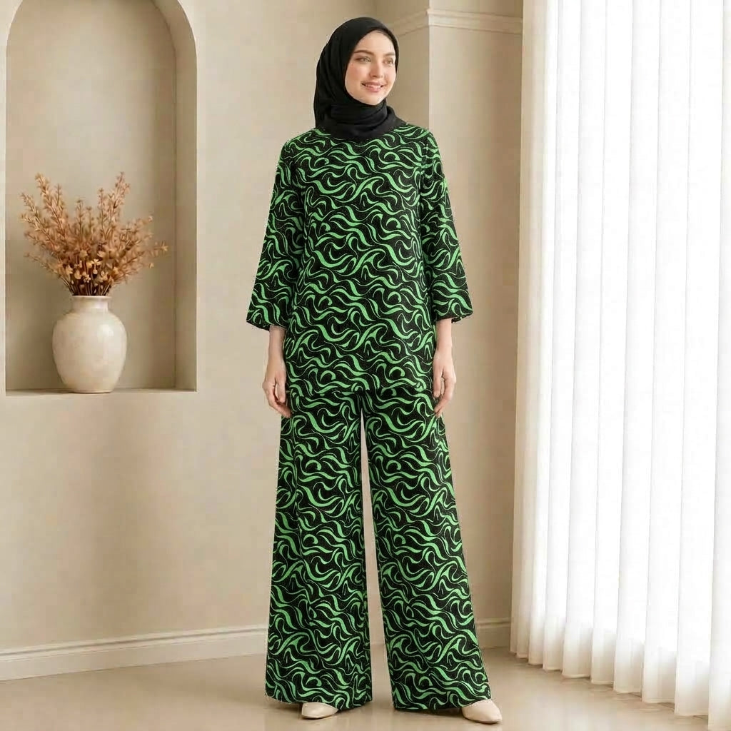 PREMIUM ABSTRACT SWIRL PRINTED 2-PIECE SET