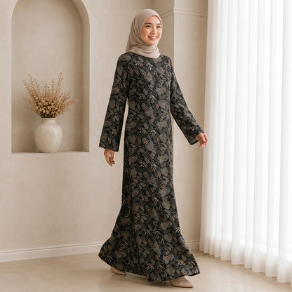 PREMIUM EXCLUSIVE LEAF PRINTED MUSLIMAH JUBAH