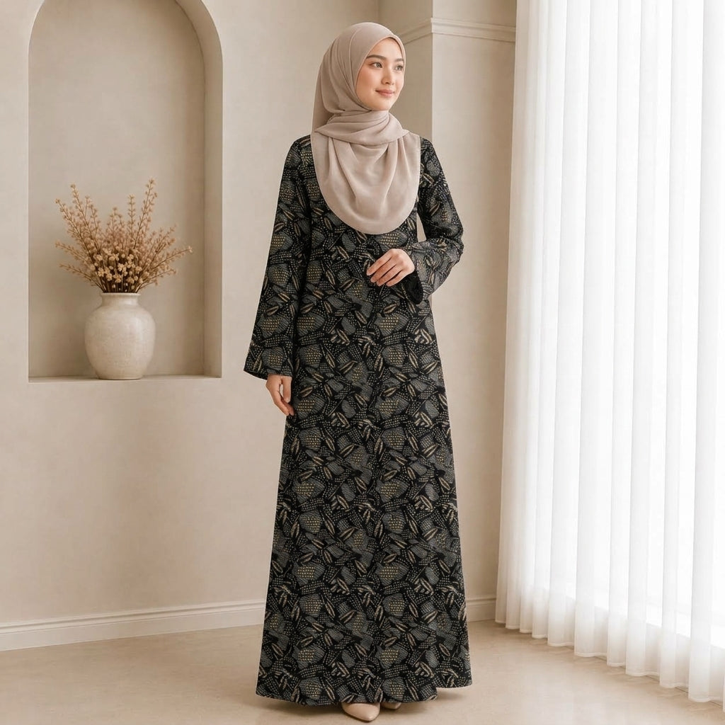 PREMIUM EXCLUSIVE LEAF PRINTED MUSLIMAH JUBAH