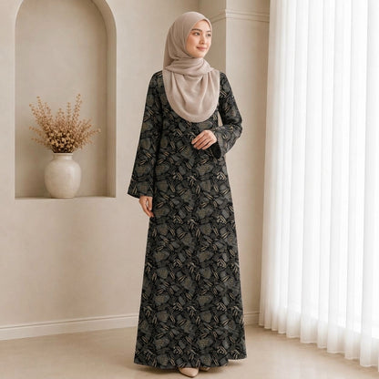 PREMIUM EXCLUSIVE LEAF PRINTED MUSLIMAH JUBAH