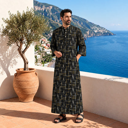 PREMIUM MODERN MINIMALIST LINE BAND COLLAR MUSLIM JUBAH