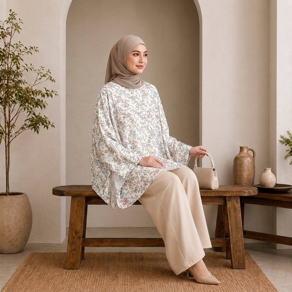 PREMIUM SOFT FLORAL PRINTED MINI KAFTAN