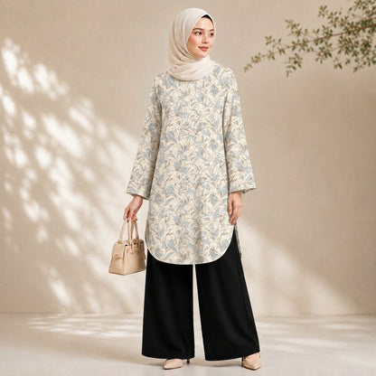 PREMIUM DELICATE FLORAL PRINTED LONG BLOUSE