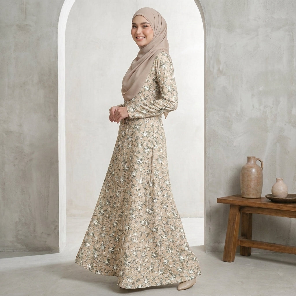 PREMIUM ELEGANT BLOOM PRINTED MUSLIMAH JUBAH