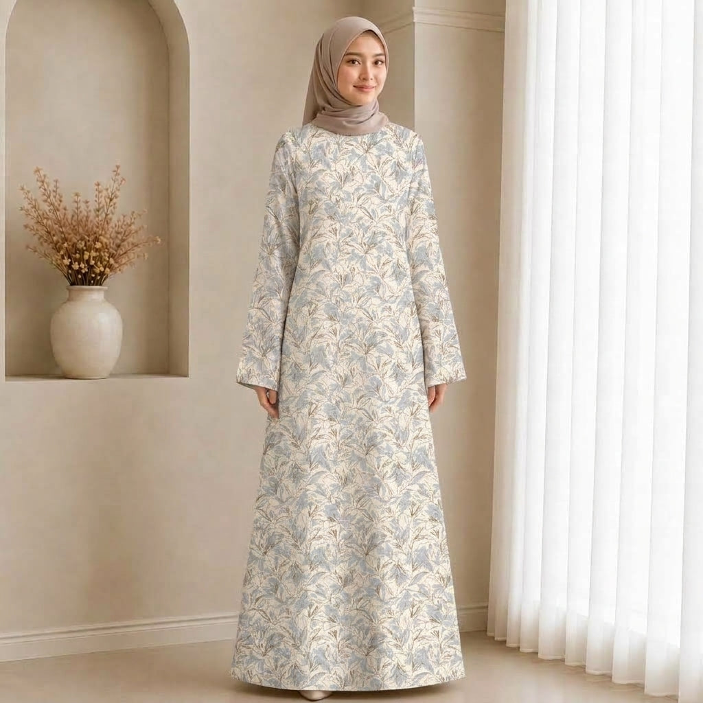 PREMIUM DELICATE FLORAL PRINTED MUSLIMAH JUBAH