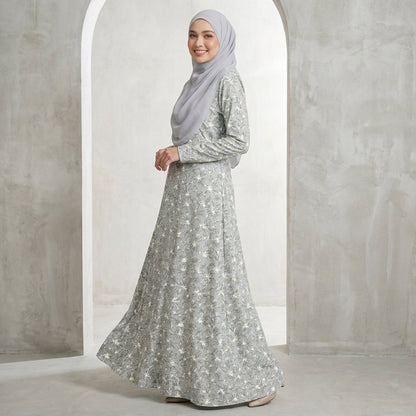 PREMIUM ELEGANT BLOOM PRINTED MUSLIMAH JUBAH