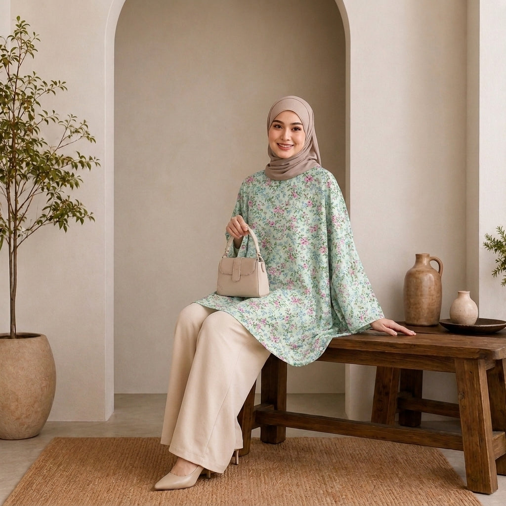 PREMIUM SOFT FLORAL PRINTED MINI KAFTAN