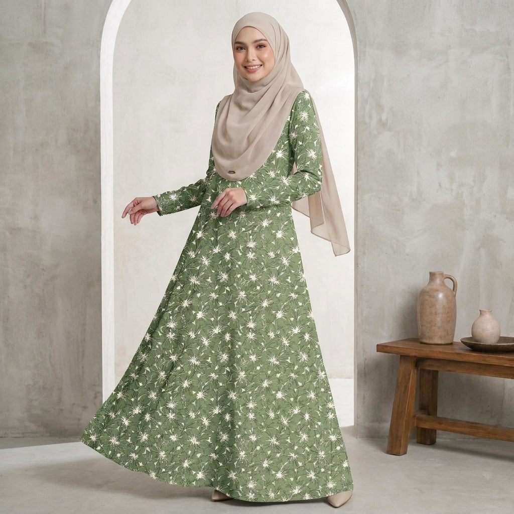 PREMIUM ELEGANT BLOOM PRINTED MUSLIMAH JUBAH