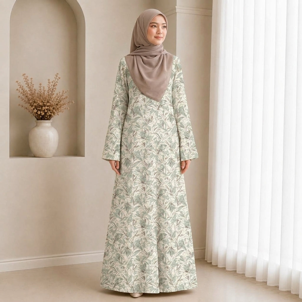 PREMIUM DELICATE FLORAL PRINTED MUSLIMAH JUBAH