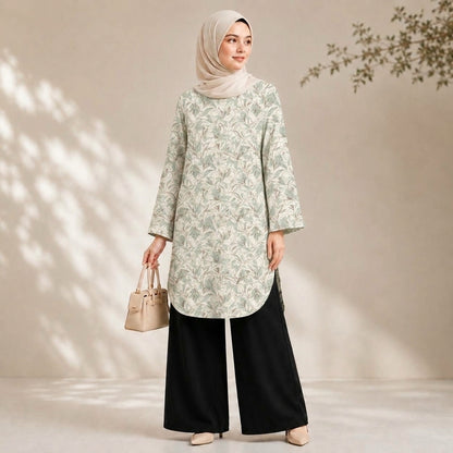 PREMIUM DELICATE FLORAL PRINTED LONG BLOUSE