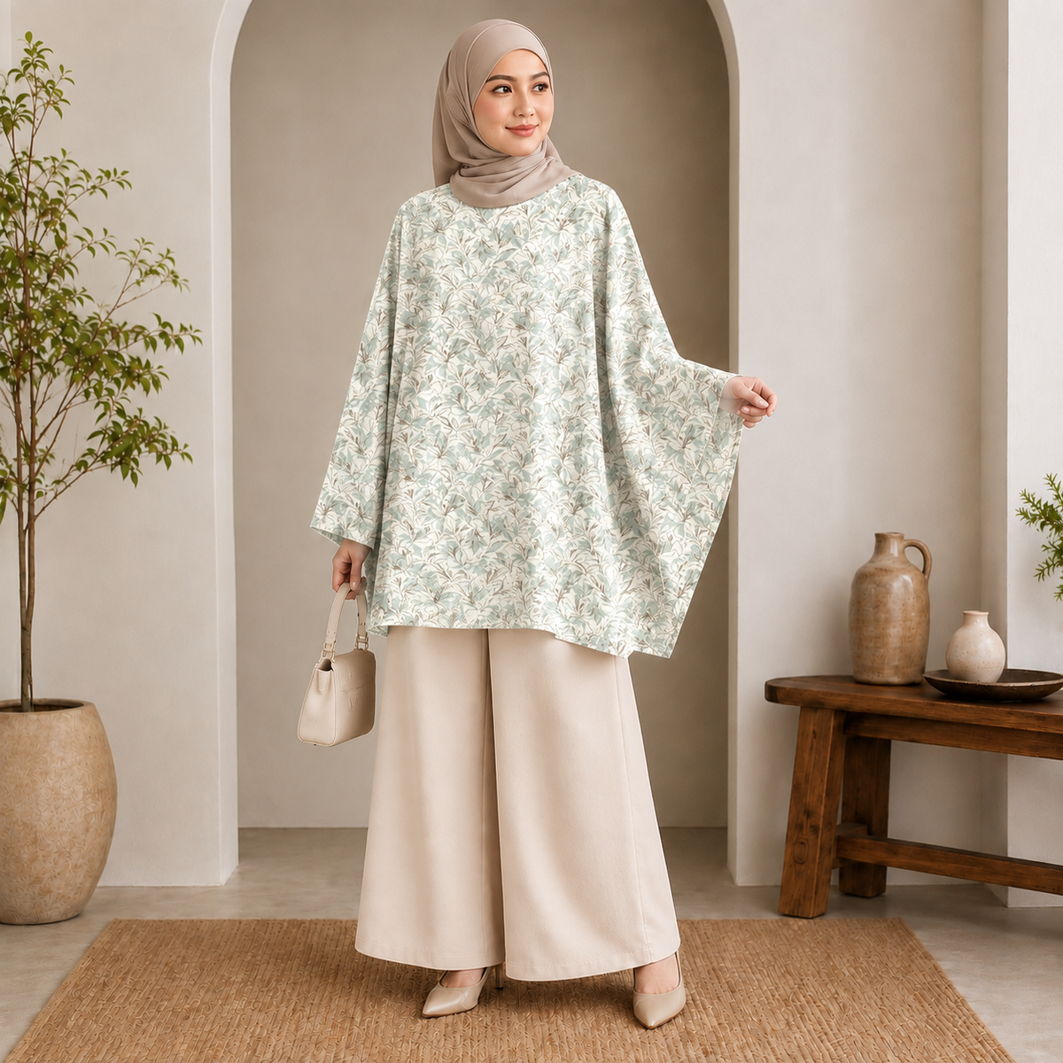 PREMIUM DELICATE FLORAL PRINTED MINI KAFTAN