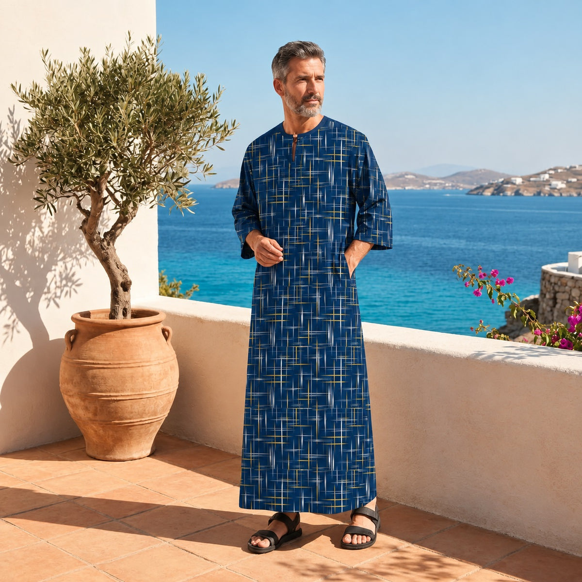 PREMIUM MODERN MINIMALIST LINE ROUND NECK MUSLIM JUBAH