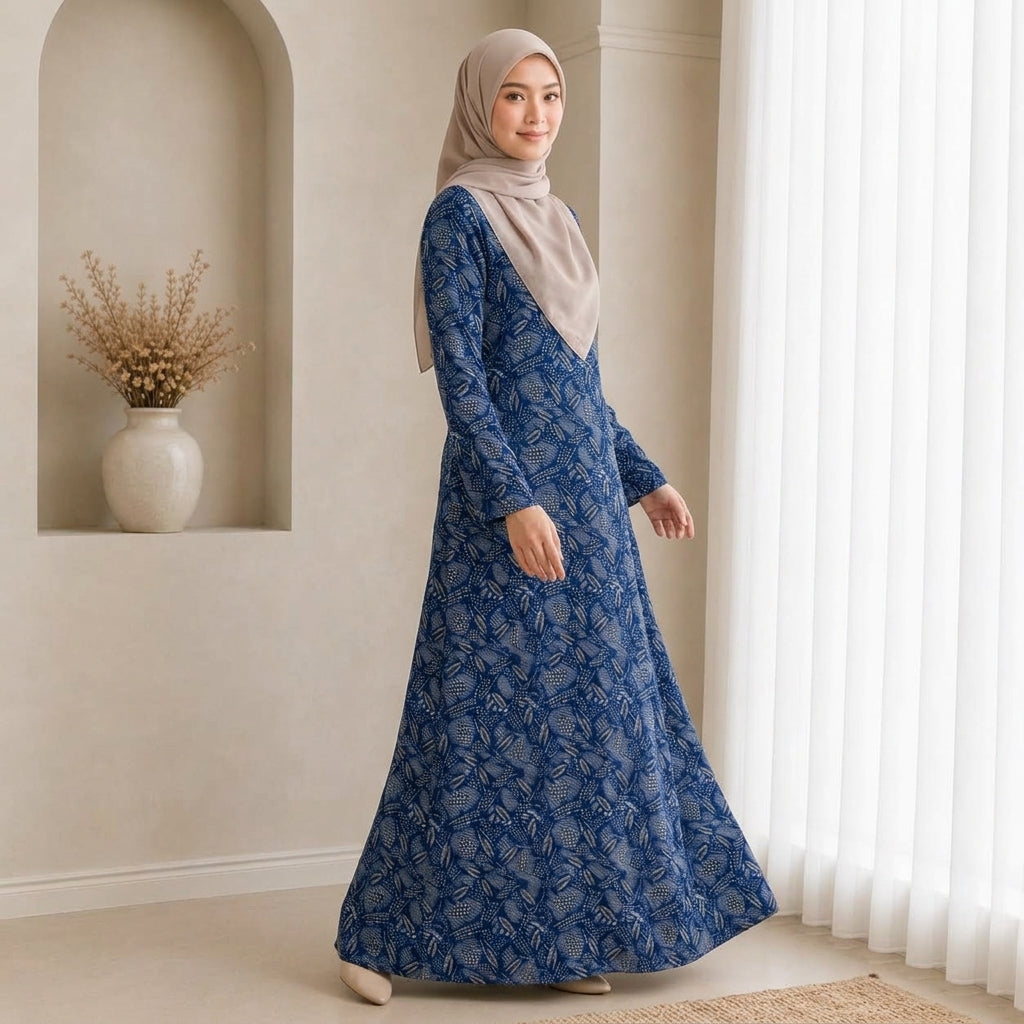 PREMIUM EXCLUSIVE LEAF PRINTED MUSLIMAH JUBAH