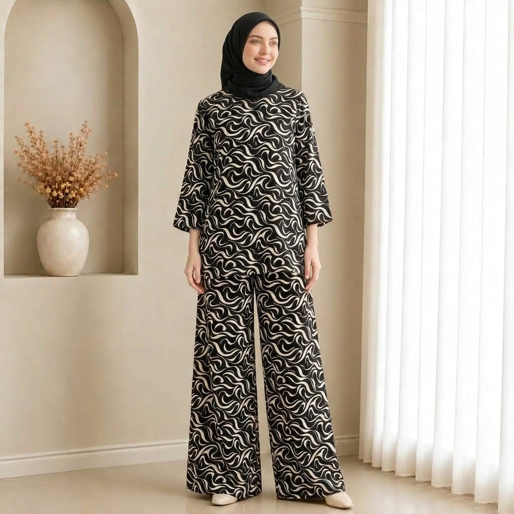 PREMIUM ABSTRACT SWIRL PRINTED 2-PIECE SET