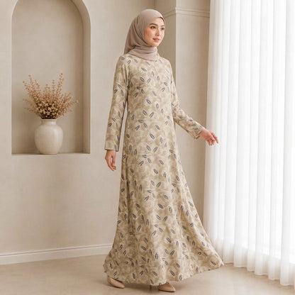 PREMIUM EXCLUSIVE LEAF PRINTED MUSLIMAH JUBAH