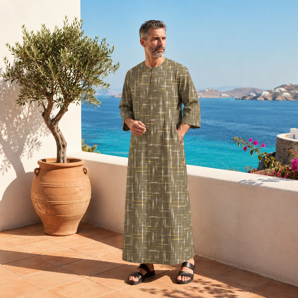 PREMIUM MODERN MINIMALIST LINE ROUND NECK MUSLIM JUBAH