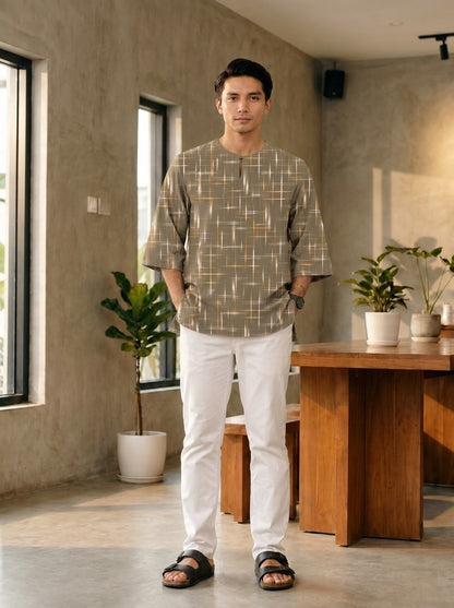 PREMIUM MODERN MINIMALIST LINE ROUND NECK MUSLIM KURTA