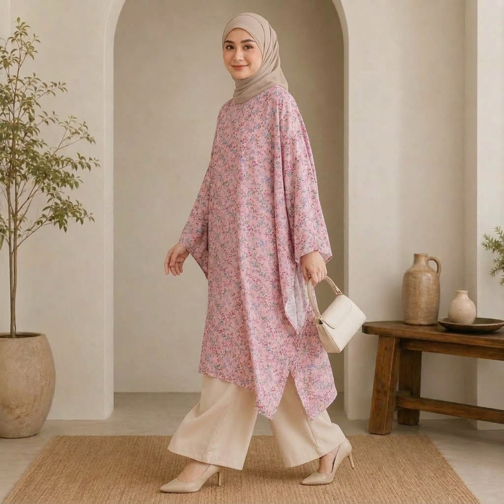 PREMIUM SOFT FLORAL PRINTED LONG KAFTAN