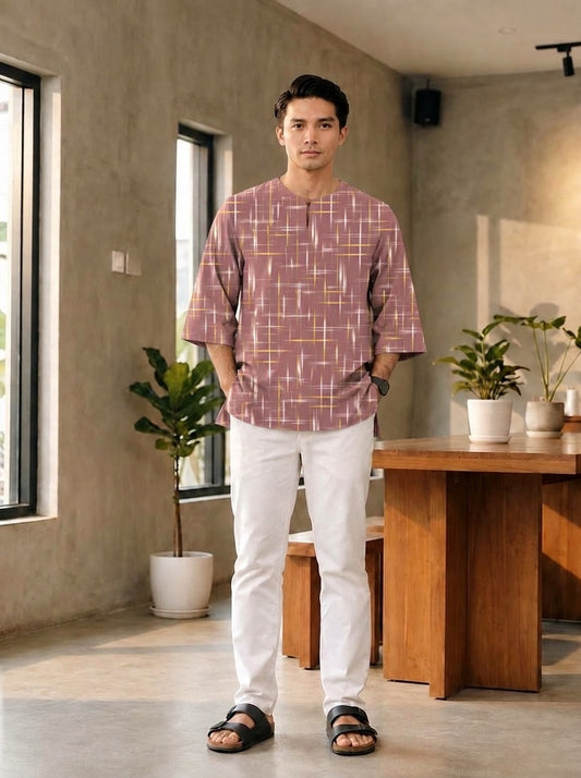 PREMIUM MODERN MINIMALIST LINE ROUND NECK MUSLIM KURTA