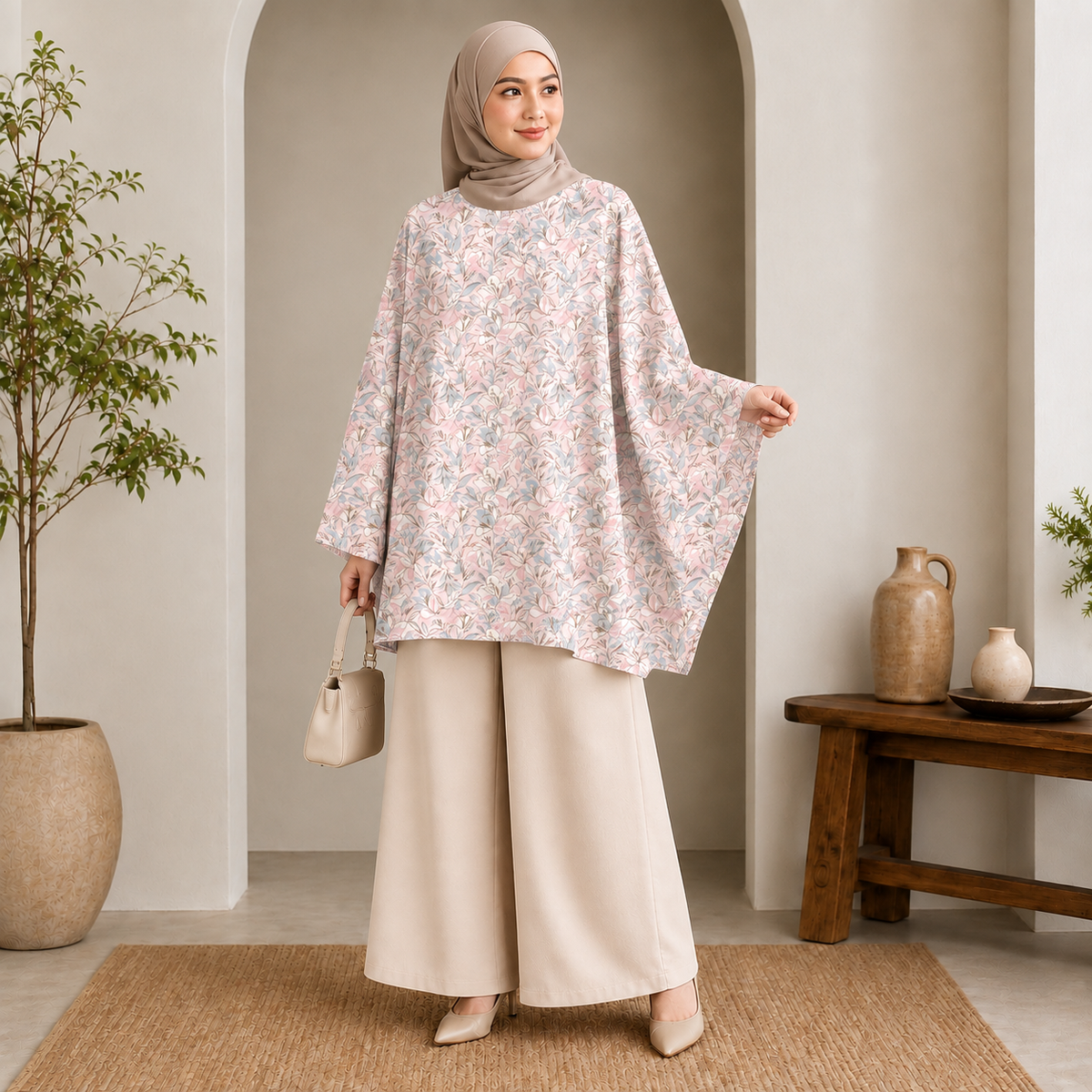 PREMIUM DELICATE FLORAL PRINTED MINI KAFTAN