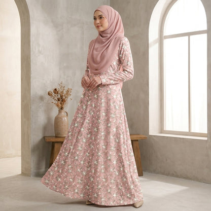 PREMIUM ELEGANT BLOOM PRINTED MUSLIMAH JUBAH