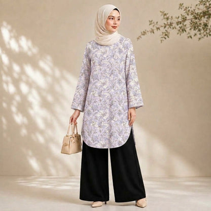 PREMIUM DELICATE FLORAL PRINTED LONG BLOUSE