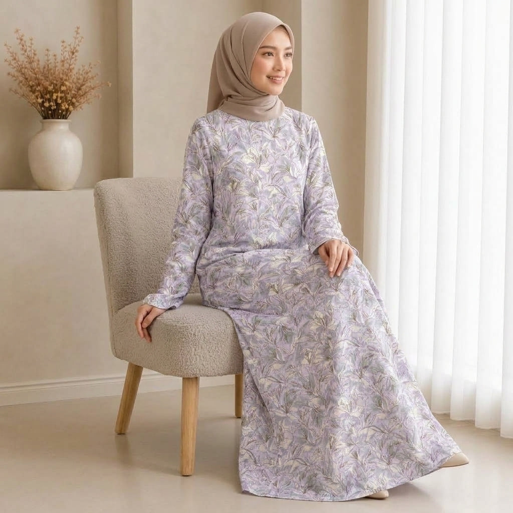 PREMIUM DELICATE FLORAL PRINTED MUSLIMAH JUBAH