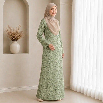 PREMIUM EXCLUSIVE LEAF PRINTED MUSLIMAH JUBAH