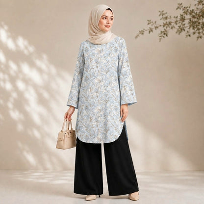 PREMIUM DELICATE FLORAL PRINTED LONG BLOUSE